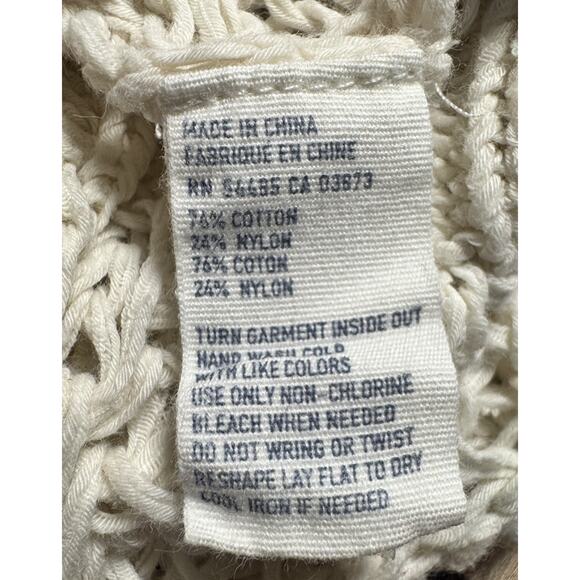 American Eagle M Ivory Open Knit Sweater Slouchy Boho Coastal Cowgirl Indie Y2K - Picture 7 of 7